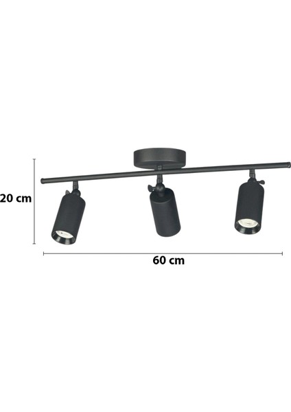 Spoti 3'lü Siyah Renk (Beyaz Işık) Modern Tasarım Salon - Mutfak - Banyo Spot Ledli Sıralı Avize fiyatları