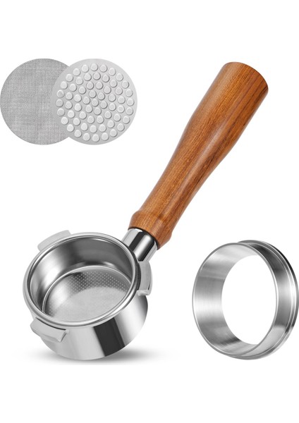 54MM Dipsiz Portafilter, Filtre Sepeti ile Profesyonel Espresso Portafilter, 2pack Ekran ve Espresso Dozlama Hunisi (Yurt Dışından)