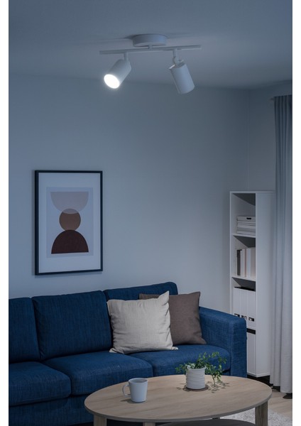 Spoti 2'li Beyaz Renk (Beyaz Işık) Modern Tasarım Cafe - Mutfak - Banyo Spot Ledli Sıralı Avize