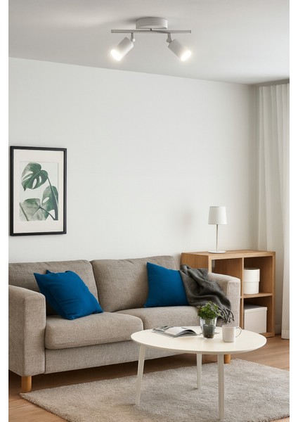 Spoti 2'li Beyaz Renk (Beyaz Işık) Modern Tasarım Cafe - Mutfak - Banyo Spot Ledli Sıralı Avize modelleri