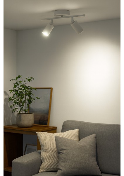 Spoti 2'li Beyaz Renk (Beyaz Işık) Modern Tasarım Cafe - Mutfak - Banyo Spot Ledli Sıralı Avize indirimleri