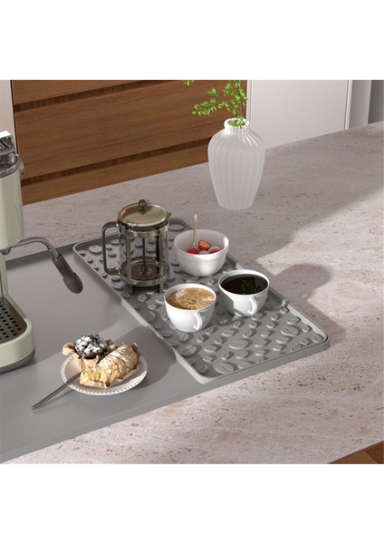 Silikon Kahve Mat 15.75X23.6 Inç Kahve Çubuk Mat Söndürülebilir Tabak Kurutma Mat Yükseltilmiş Dökülme Kanıtı Kenarları Gri (Yurt Dışından) modelleri