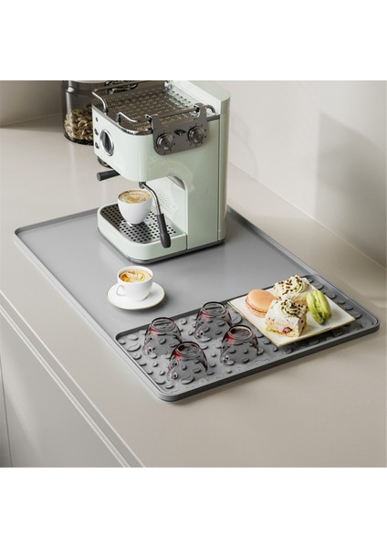 Silikon Kahve Mat 15.75X23.6 Inç Kahve Çubuk Mat Söndürülebilir Tabak Kurutma Mat Yükseltilmiş Dökülme Kanıtı Kenarları Gri (Yurt Dışından) fırsatları
