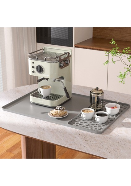 Silikon Kahve Mat 15.75X23.6 Inç Kahve Çubuk Mat Söndürülebilir Tabak Kurutma Mat Yükseltilmiş Dökülme Kanıtı Kenarları Gri (Yurt Dışından) indirimleri