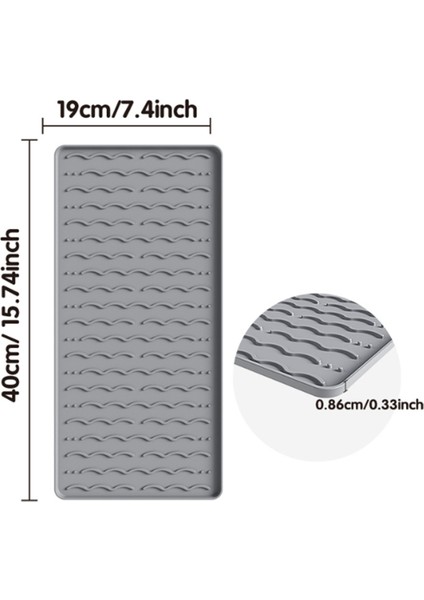 Silikon Kahve Mat 15.75X23.6INCH Kahve Çubuk Mat Söndürülebilir Tabak Kurutma Mat Kolay Temiz Kahve Istasyonu Mat Gri (Yurt Dışından)