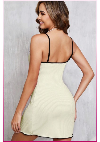 La Vıor Style La Vıor Kadın Ekru Ev Giyim Uyku Takımı Gecelik Elbise fırsatları