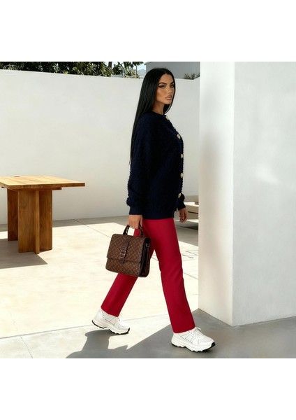 Kadın Teddy Bisiklet Yaka Yumuşak Doku Gold Düğmeli Havlu Örgü Hırka fırsatları