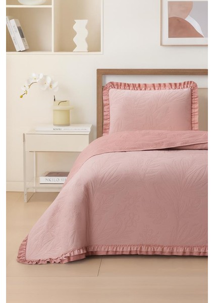 Madrid Elyaf Dolgulu Tek Kişilik 180X240 cm Yatak Örtüsü Pudra