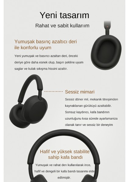 Kablosuz Bluetooth Kulaklık Siyah – Gürültü Engelleme, Uzun Pil Ömrü, Rahat Deri Yastık, Bluetooth 5.3 modelleri