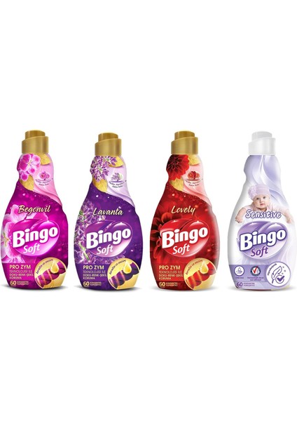 Soft Konsantre Çamaşır Yumuşatıcısı 1440 ml 4 Lü Karma Set