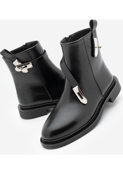 Kadın Fermuarlı Tokalı Günlük Bot Velis Siyah indirimleri
