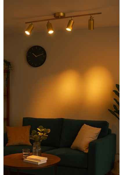 Spoti 4'lü Eskitme Renk (Gün Işığı) Modern Tasarım Salon - Mutfak - Banyo Spot Ledli Sıralı Avize indirimleri