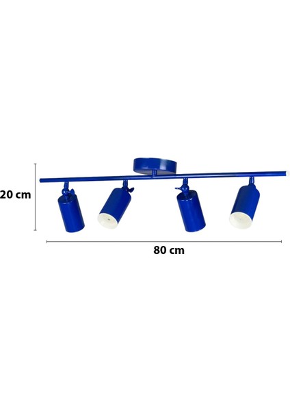 Spoti 4'lü Mavi Renk (Beyaz Işık) Modern Tasarım Salon - Mutfak - Banyo Spot Ledli Sıralı Avize fiyatları