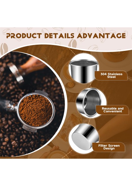 Basınçlı Kupa Filtre Kahve Makinesi Espresso Aksesuarları Çıkarılabilir Toz Kupa Paslanmaz Çelik Toz Kase Sepeti C (Yurt Dışından) indirimleri
