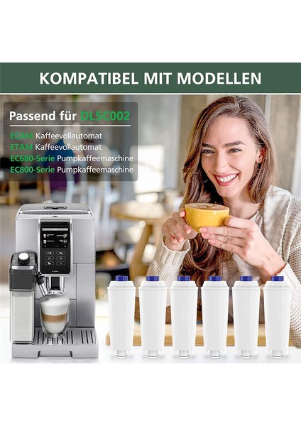 Delonghi DLSC002 Filtresi Ecam, Esam, Etam, Bco, Ec Için 6 Paket Kahve Makinesi Filtresi Aktif Karbon Yumuşatıcısı (Yurt Dışından) modelleri