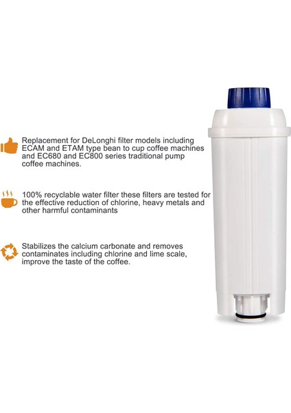 5x Kahve Makinesi Filtreleri Delonghi Filtresi DLSC002, Su Filtresi Kartuşları Aktif Karbon Yumuşatıcı (Yurt Dışından) indirimleri