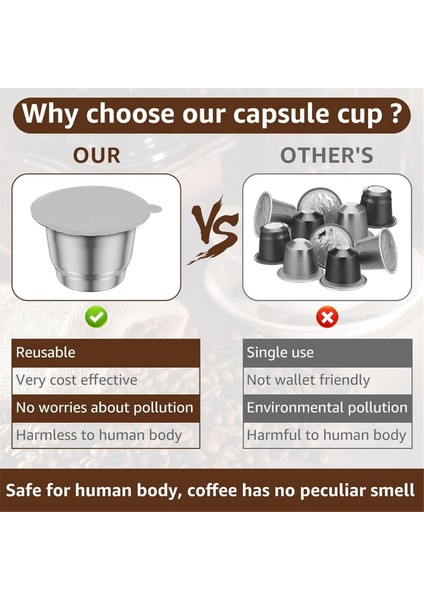 Yeniden Kullanılabilir Espresso Kapsüller, Alüminyum Folyoları Olan Paslanmaz Çelik Doldurulabilir Espresso Kapsüller (Yurt Dışından) modelleri