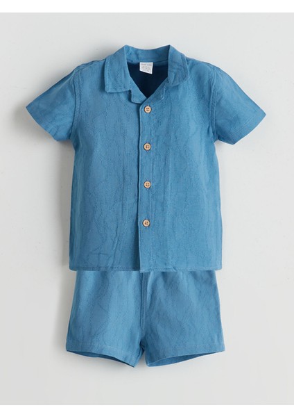 Yeni Sezon Kısa Kollu Basic Erkek Bebek Gömlek ve Şort 2'li Takım
