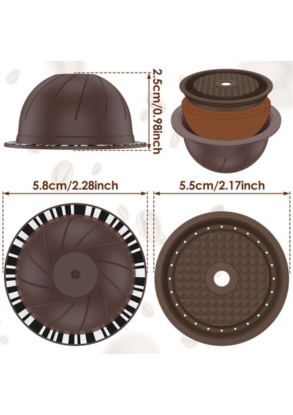 5pcs Nespresso Makinesi Için Yeniden Kullanılabilir Vertuo Pod, 2 Silikon Kapaklı Kahve Kapsülü 1 Kaşık ve Fırça, (150ML) (Yurt Dışından) fiyatları