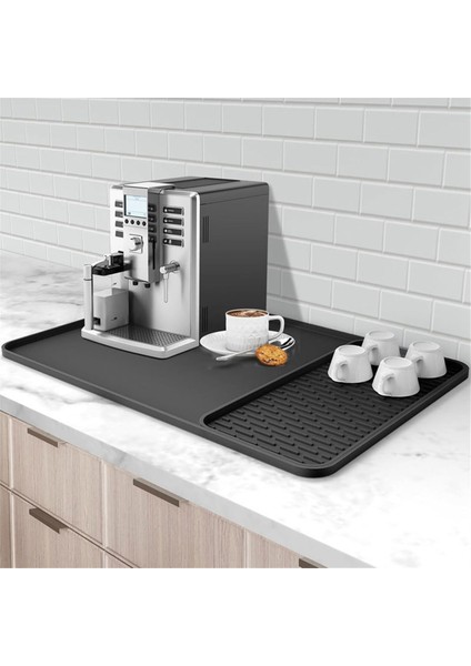 Tezgahlar Için Kahve Makinesi Mat 15.75X23.6IN Kahve Çubuk Mat Çıkarılabilir Tabak Kurutma Paspası Yükseltilmiş Dökülme Kanıtı Kenarları B (Yurt Dışından) fiyatları