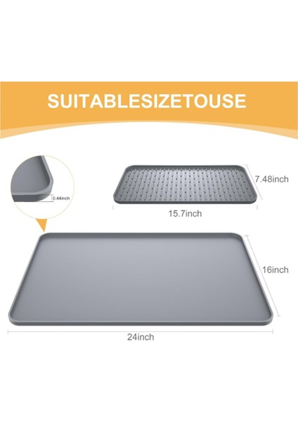 Tezgahlar Için Kahve Makinesi Mat 15.75X23.6IN Kahve Çubuk Mat Çıkarılabilir Tabak Kurutma Paspası Yükseltilmiş Dökülme Kanıtı Kenarları B (Yurt Dışından) modelleri