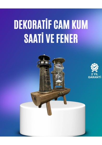 Buğz Deniz Feneri Şeklinde El Yapımı Kum Saati – Ev ve Ofis Için Zarif Süs
