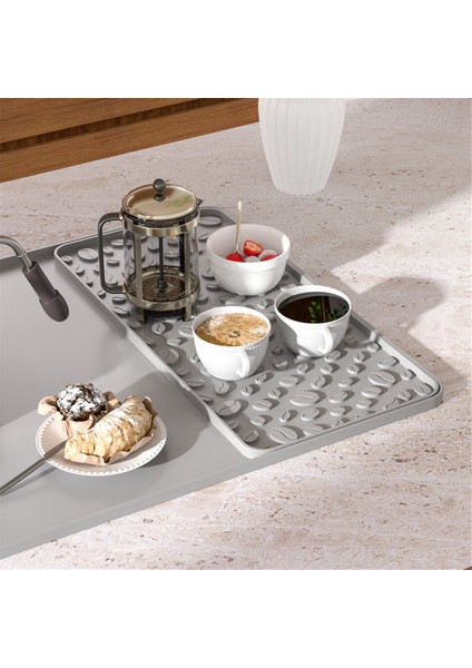 Silikon Kahve Mat 15.75X23.6 Inç Kahve Çubuk Mat Çıkarılabilir Tabak Kurutma Mat Yükseltilmiş Dökülme Geçirmez Kenarları Siyah (Yurt Dışından) fırsatları