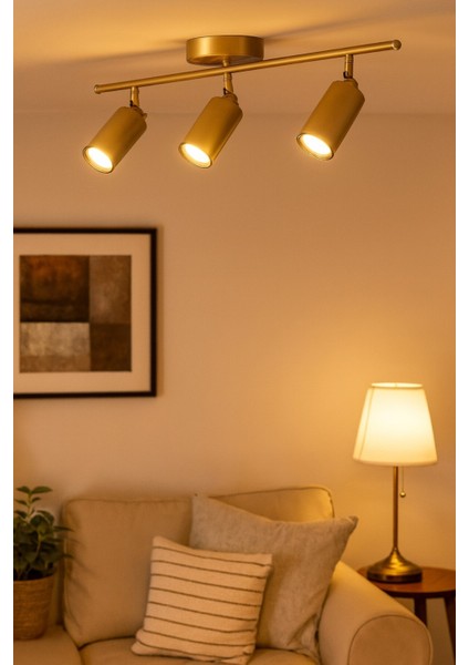 Spoti 3'lü Eskitme Renk (Gün Işığı) Modern Tasarım Salon - Mutfak - Banyo Spot Ledli Sıralı Avize indirimleri