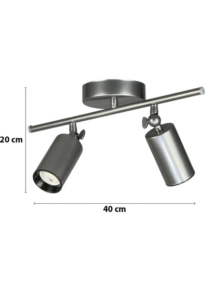Spoti 2'li Gri Renk (Beyaz Işık) Modern Tasarım Cafe - Mutfak - Banyo Spot Ledli Sıralı Avize fiyatları