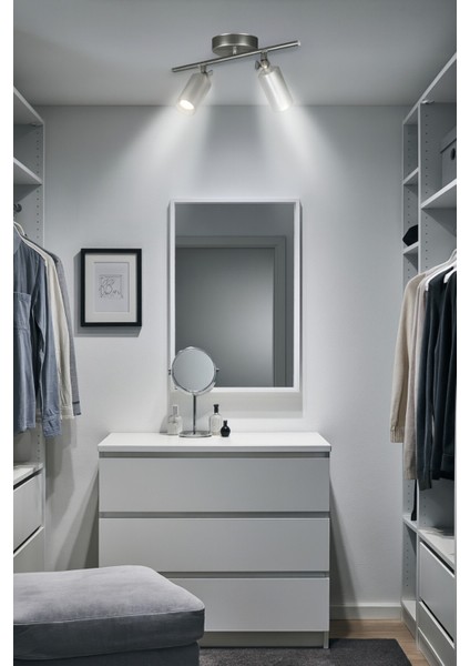 Spoti 2'li Gri Renk (Beyaz Işık) Modern Tasarım Cafe - Mutfak - Banyo Spot Ledli Sıralı Avize indirimleri