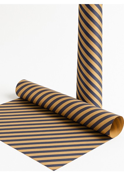 Kraft Hediye Paketleme Kağıdı, Lacivert Verev ÇIZGILI-40GR, Ambalaj Kağıdı 70X100 cm - 10'lu Paket