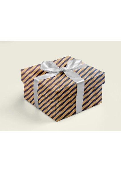 Kraft Hediye Paketleme Kağıdı, Lacivert Verev ÇIZGILI-40GR, Ambalaj Kağıdı 70X100 cm - 10'lu Paket indirimleri