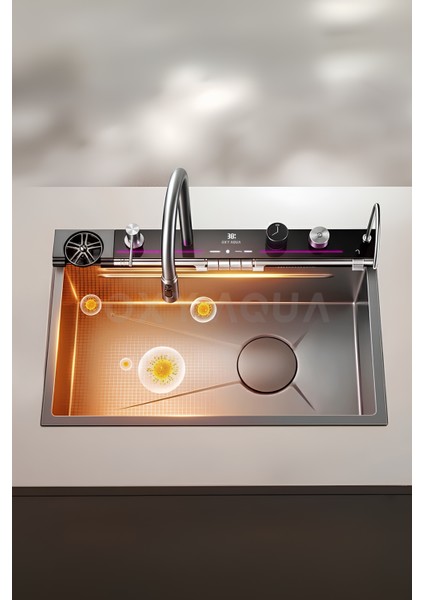 Premium Akıllı Teknolojik Eviye Seti Paslanmaz Bal Peteği Taban Evye Tüm Aksesuarlar Dahil-honeycomb