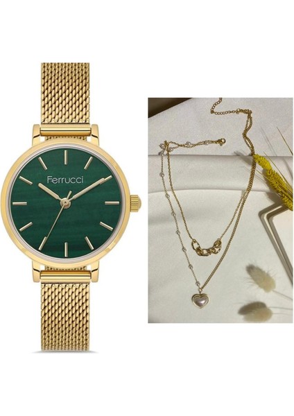 Minimal Kasa Hasır Ayarlanabilir Çelik Kordon Kadın Kol Saat+Çelik Kolye Hediye Set