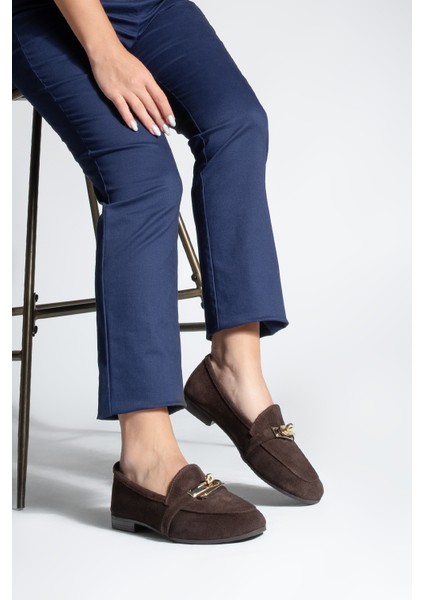 Kadın Loafer Acı Kahve Hakiki Deri Tokalı Makosen Günlük Ayakkabı Nador Kahve Süet fiyatları