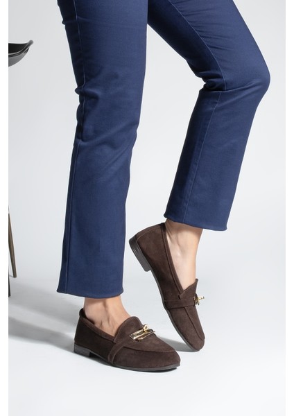 Kadın Loafer Acı Kahve Hakiki Deri Tokalı Makosen Günlük Ayakkabı Nador Kahve Süet fırsatları