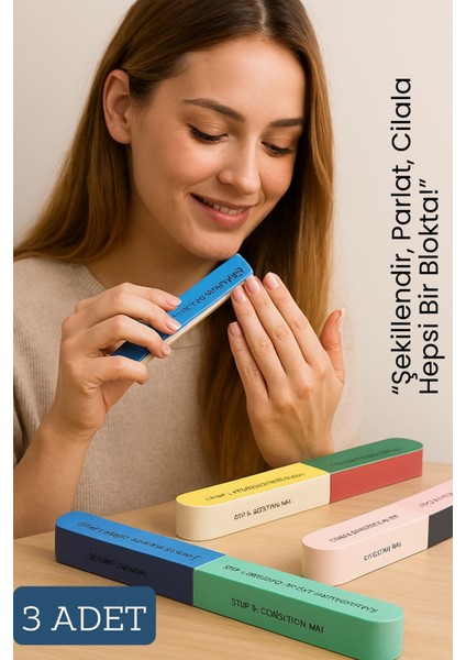 7 Yüzeyli Tırnak Törpü ve Parlatma Süngeri 3 Adet 718790