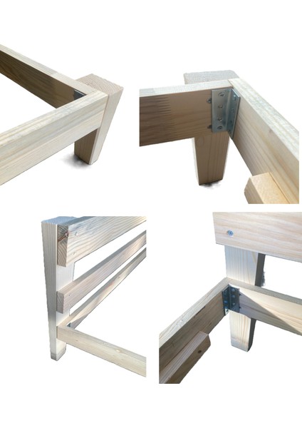 Masif Ahşap Karyola Çift Kişilik 160X200 cm Doğal Ahşap Natural