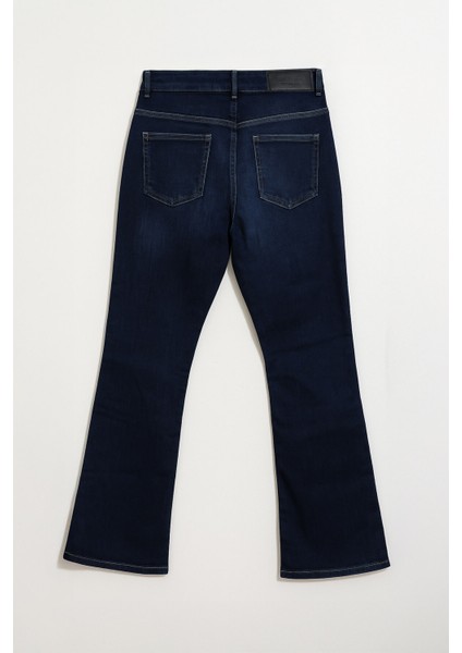 Kadın Yüksek Bel Likralı Ispanyol Paça Jean Pantolon indirimleri