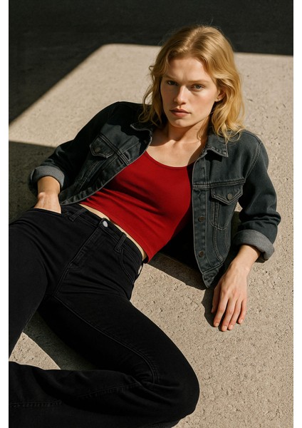 Kadın Ispanyol Paça Skinny Fit Siyah Jean Pantolon modelleri