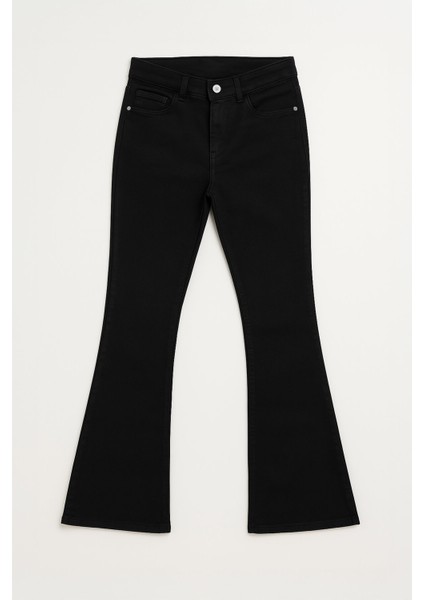 Kadın Ispanyol Paça Skinny Fit Siyah Jean Pantolon fırsatları