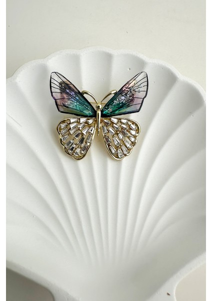 Taşlı Sedefli Kelebek Broş Lila Renkli Kadın Aksesuar Tek Ebat Zarif Tasarım fırsatları
