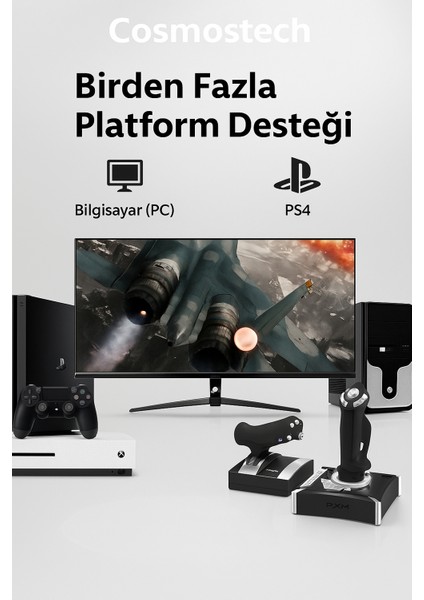 PXN-2119 Pro Uçuş Simülasyon Joystick – Pc & Ps4 & Xbox Uyumlu Titreşimli flight stick