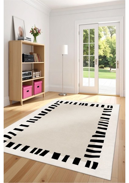 Zeminde Çerçeve Sanatı Asimetrik Kenarlıklı Modern Kaymaz Taban Halı modelleri