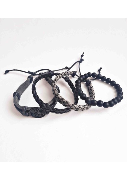 4 Adet Bileklik Hayat Ağacı Siyah Figürlü Hakiki Deri Bileklik Erkek Bileklik El Yapımı Bileklik fırsatları