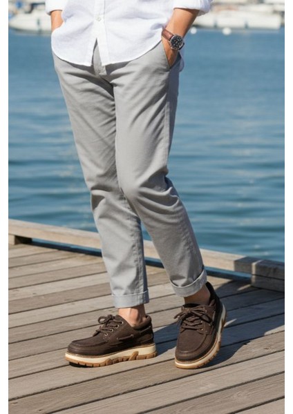 G25K550 Navigator Hakiki Nubuk Deri Kalın Taban Bilekli Erkek Kahverengi Ayakkabı