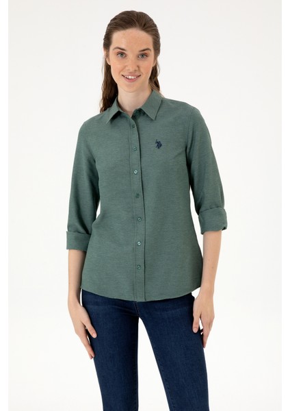 Kadın Koyu Yeşil Gömlek Basic 50316711-VR079