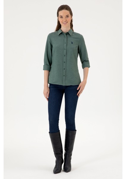 Kadın Koyu Yeşil Gömlek Basic 50316711-VR079 fırsatları