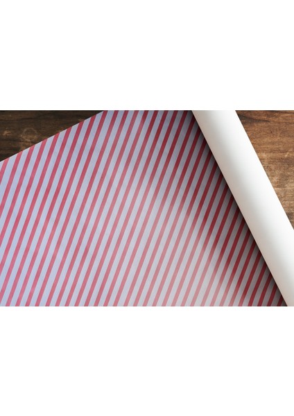 Kırmızı Verev Çizgili Pelur Kağıt, Hediye ve Çiçek Paketleme Kağıdı, 25 Adet, 50X70 cm