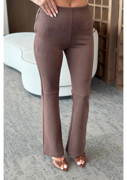 Kahverengi Süet Yandan Fermuarlı Pantolon - 40578 fiyatları